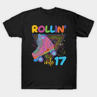 Retro Roller Girl T Roller Skating Birthday Gift Roller Skate Party Outfit Retro Vintage Rollin' into Derby tee Gift T-Shirt